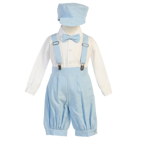 Lito Baby Boys Light Blue Suspenders Short Pants Hat Easter Outfit Set 3-24M - SophiasStyle.com